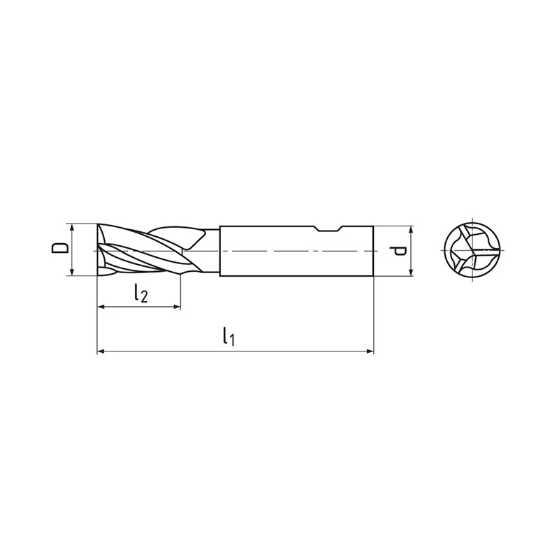 Hosszlyukmaró, hosszú, 3 élű, DIN327L, 30°, HSS-E-Co8, TiAlN, Weldon, ZPS 231418